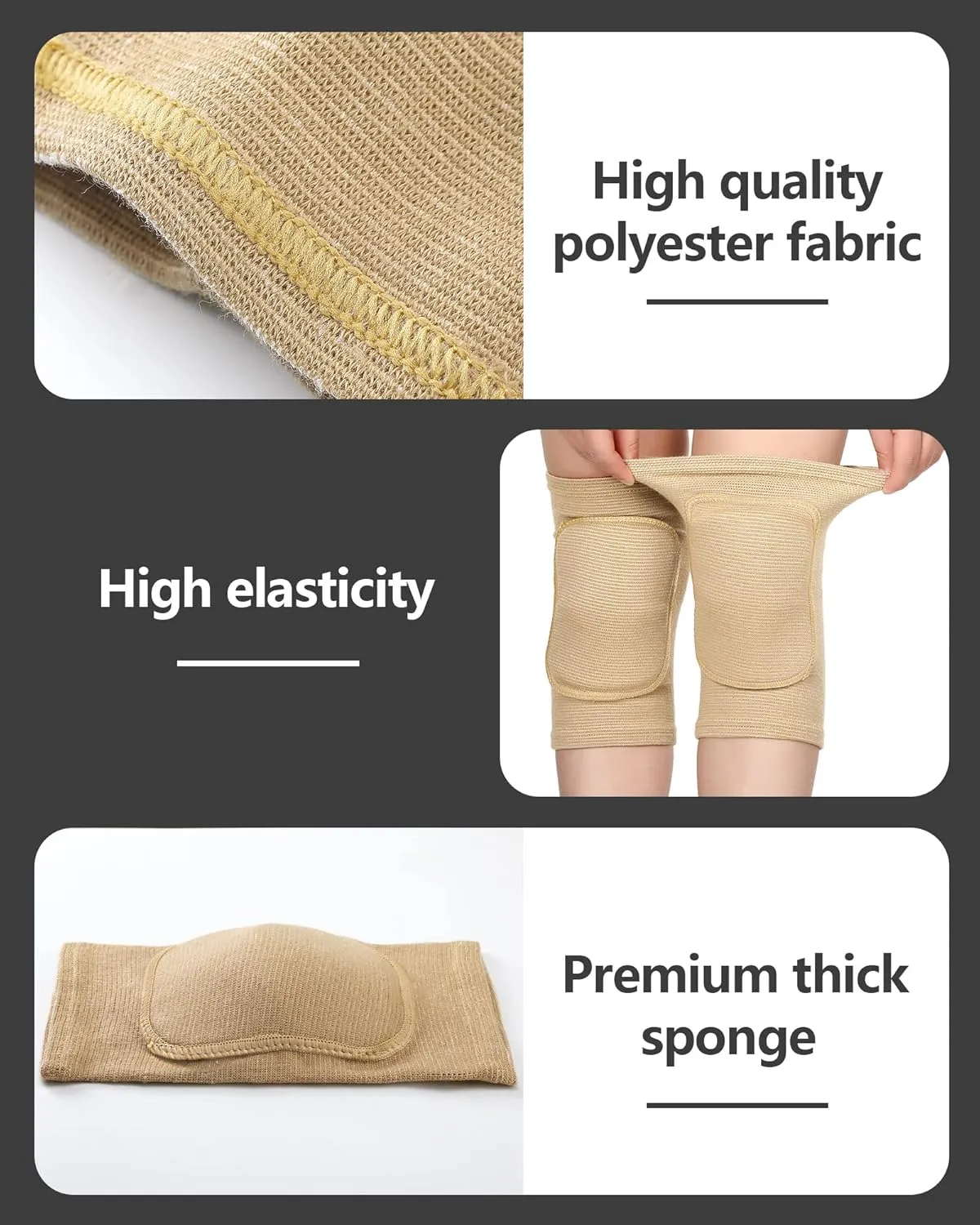 Eurzom 3 Pairs Dance Knee Pads Women Protective Non-Slip Knee Pads for Yoga Cheerleading Pole Floor Dance Volleyball