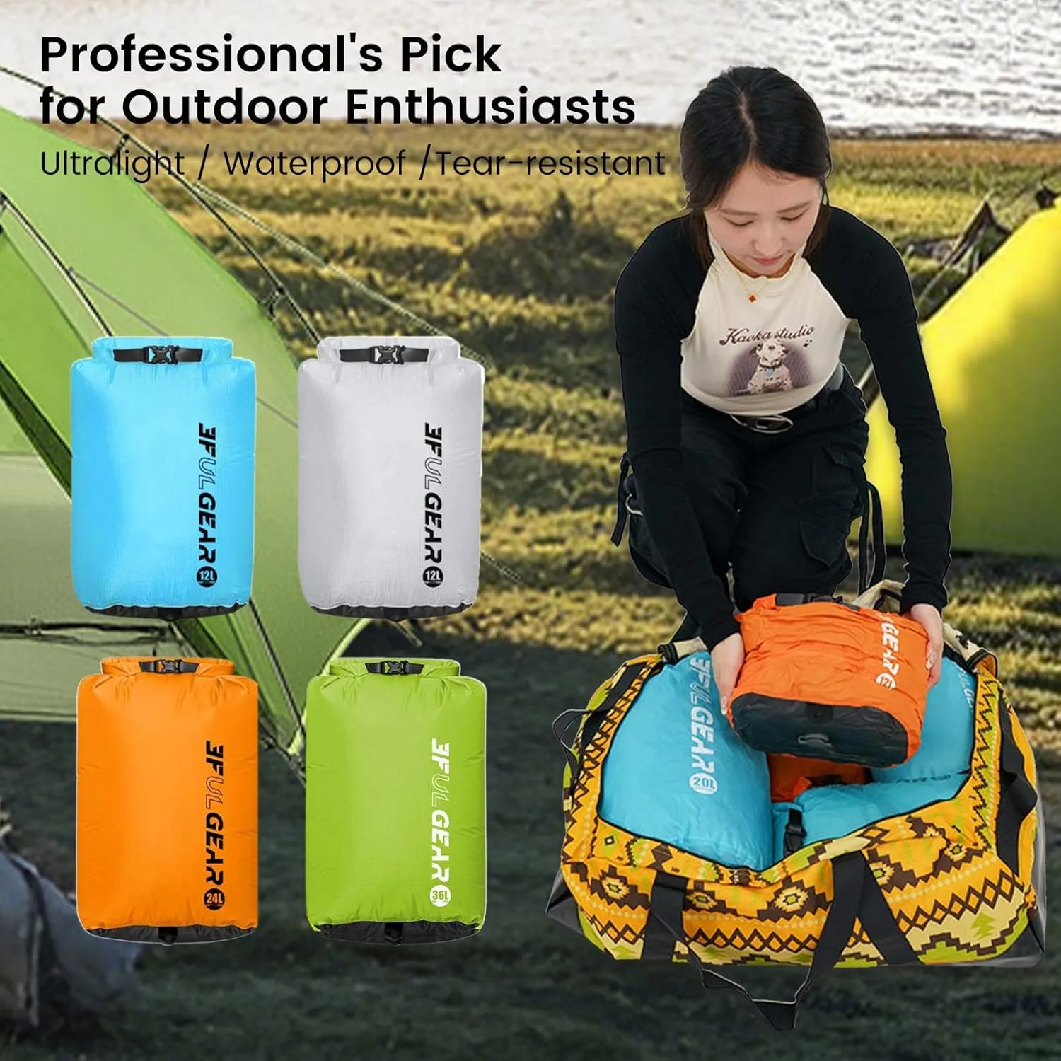 Exhaustable Compression Stuff Sacks, Sleeping Bag Stuff Sack with Exhaust Valve