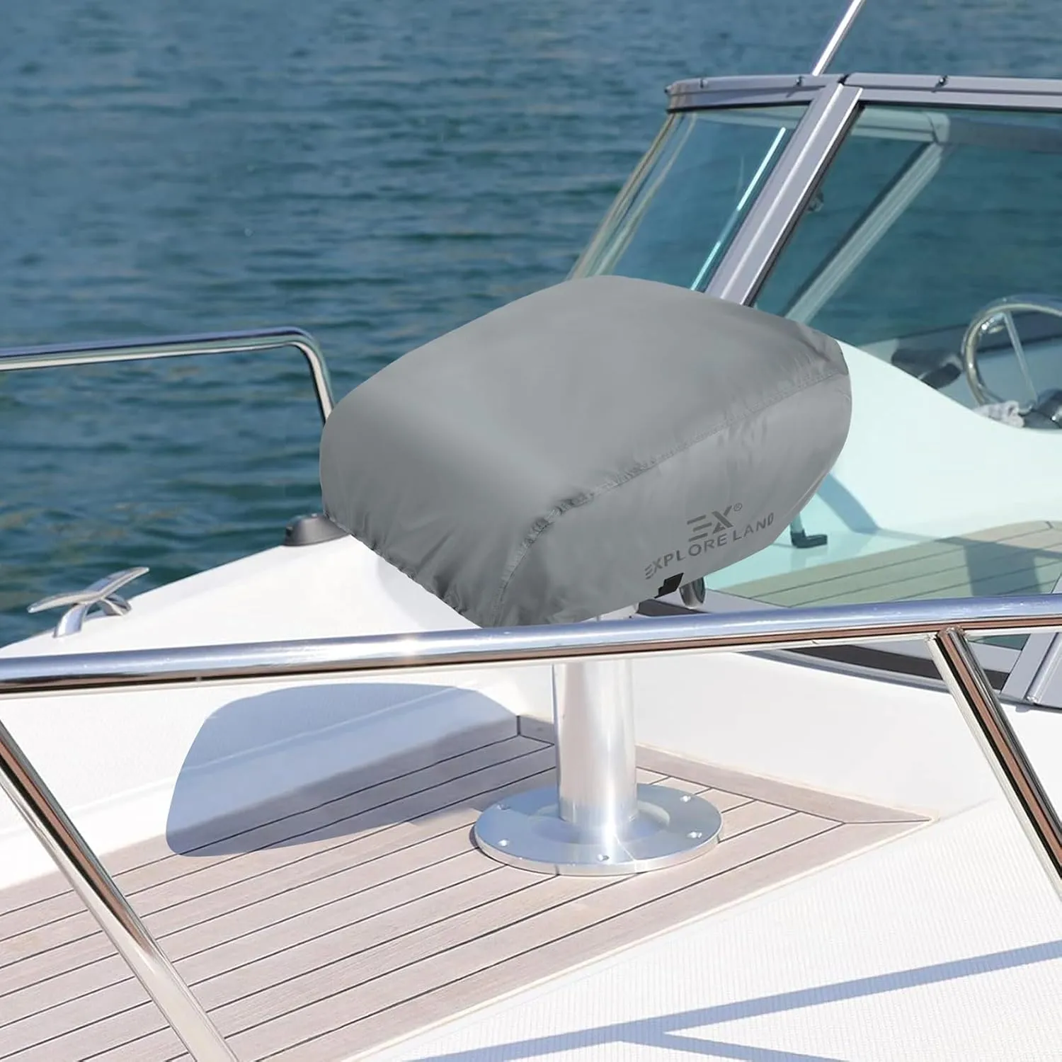 Explore Land Boat Folding Seat Cover - Waterproof 600D Heavy Duty Boat Folding Chair Cover - 18W x 20D x 14H inch, Grey