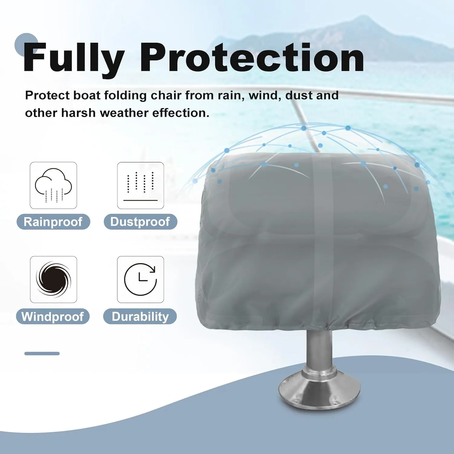 Explore Land Boat Folding Seat Cover - Waterproof 600D Heavy Duty Boat Folding Chair Cover - 18W x 20D x 14H inch, Grey