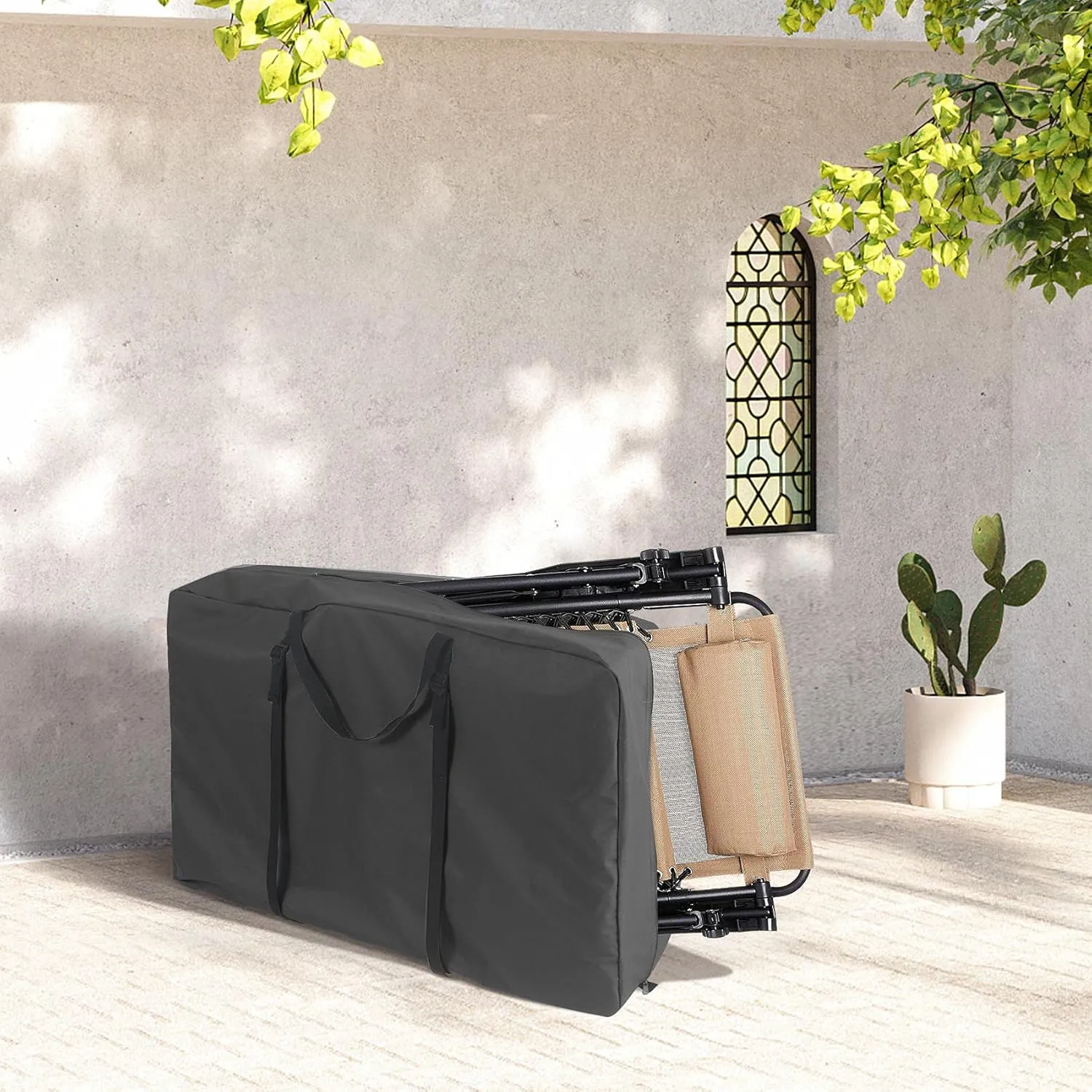 Explore Land Heavy Duty Chair Storage Bag for Folding Longue Zero Gravity Light Weight Transport Folding Rollator Walker (2PACK-Black)