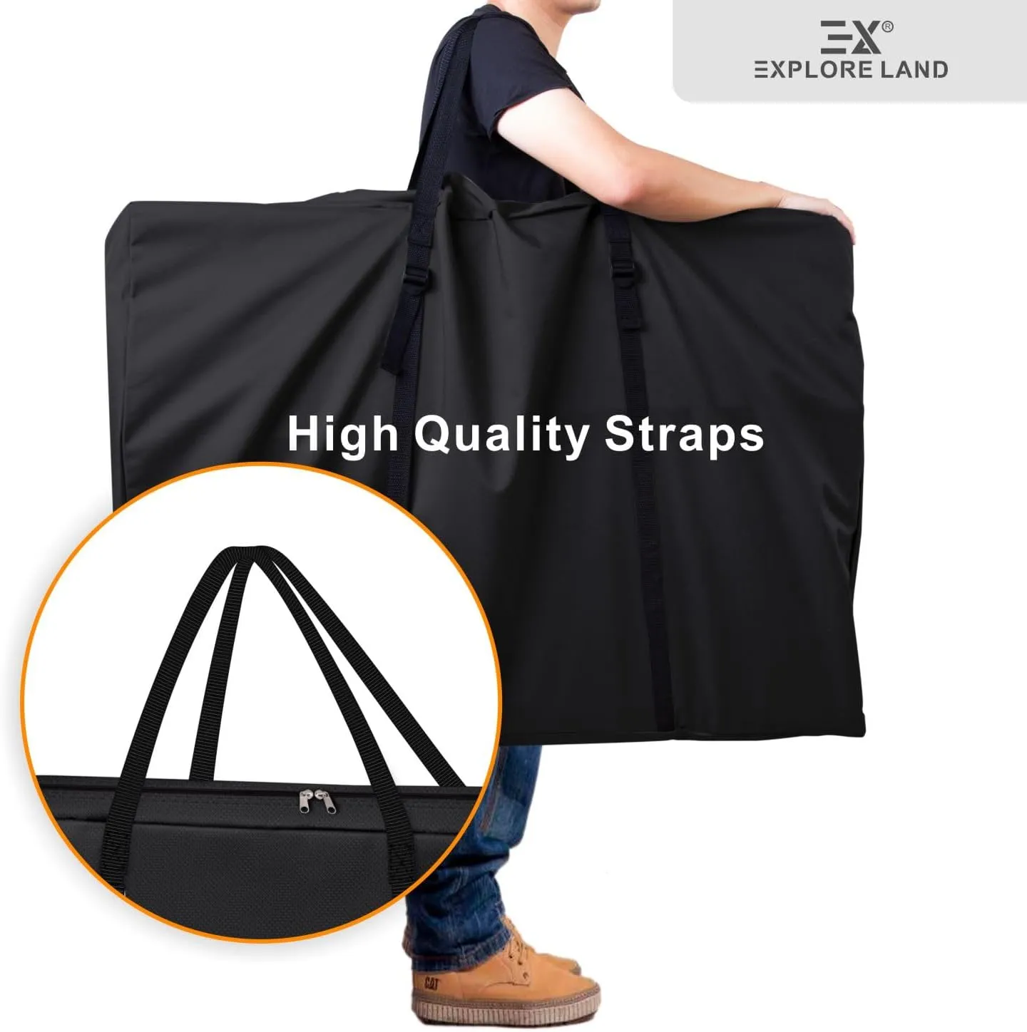 Explore Land Heavy Duty Chair Storage Bag for Folding Longue Zero Gravity Light Weight Transport Folding Rollator Walker (2PACK-Black)