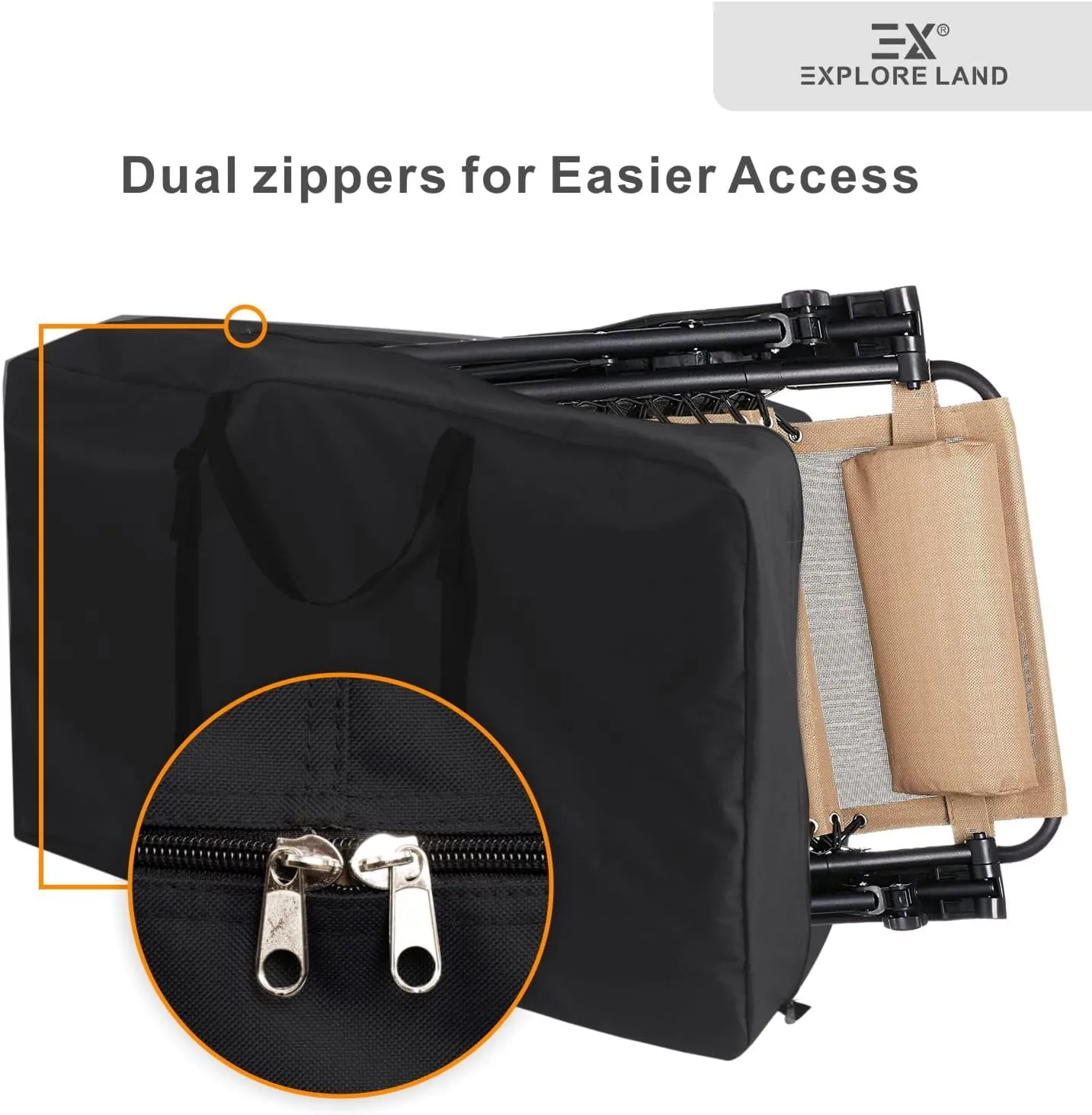 Explore Land Heavy Duty Chair Storage Bag for Folding Longue Zero Gravity Light Weight Transport Folding Rollator Walker (2PACK-Black)