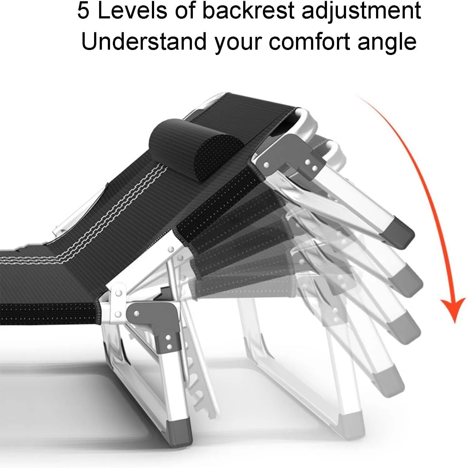 EYPKPL cots for Sleeping Portable Folding Bed 5 Gears Adjustable Folding Camping Bed with Mattress Cots for Camping Support 200kg Lounge Chair Stretching Freely