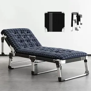 EYPKPL cots for Sleeping Portable Folding Bed 5 Gears Adjustable Folding Camping Bed with Mattress Cots for Camping Support 200kg Lounge Chair Stretching Freely