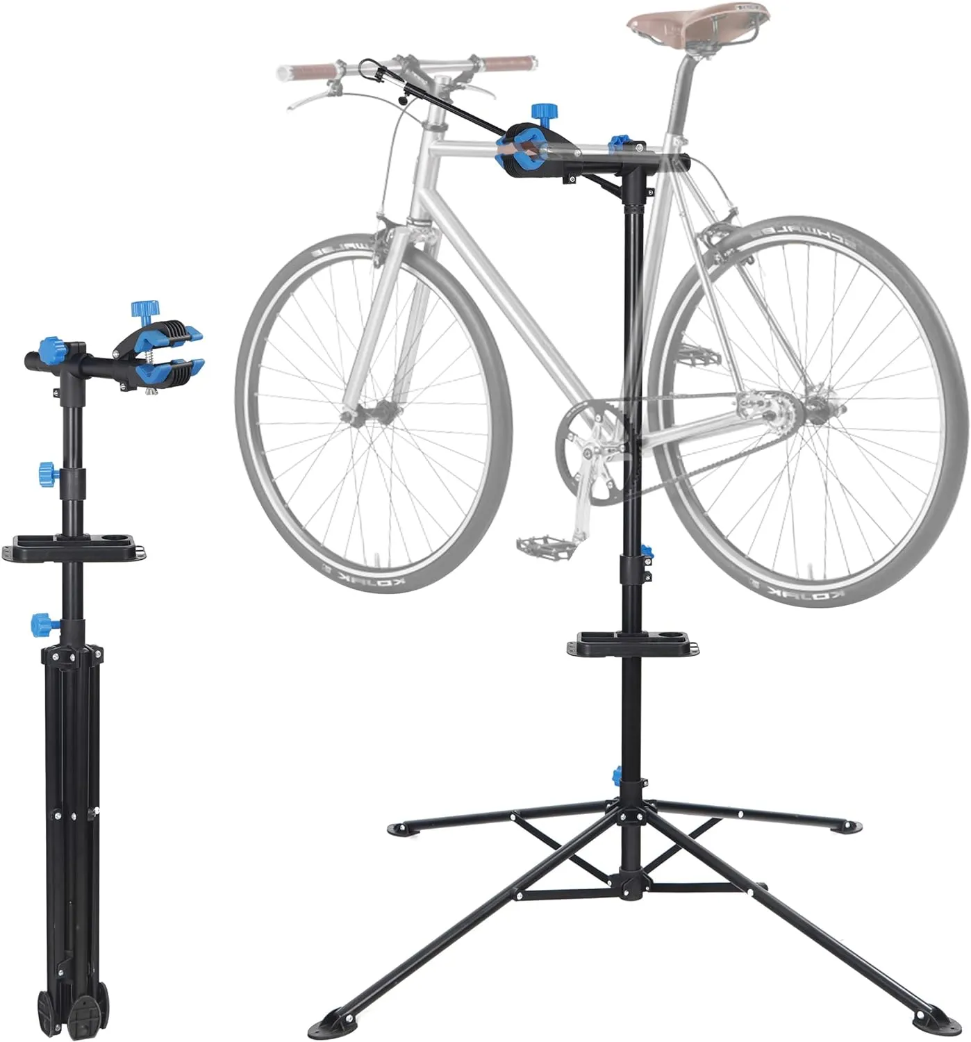 F2C Portable Adjustable 42.5" to 74" Pro Home Steel Maintenance Mechanic Bicycle Bike Repair Tool Rack Stands Workstand w/ Telescopic Arm, Tool Tray& Balancing Pole Cycle Bicycle Rack