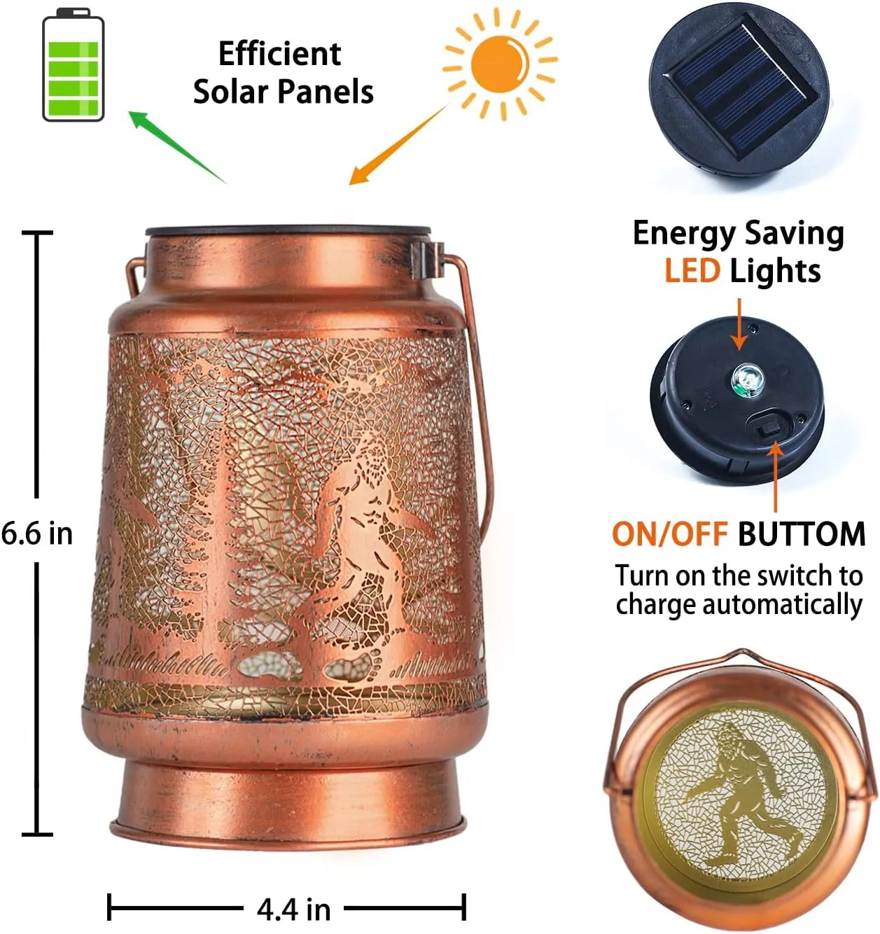 Fathers Day Gifts Bigfoot Solar Lanterns Outdoor Waterproof Hanging Solar Lights Big Foot Sasquatch Gifts for Men Women Metal Decorative LED Lanterns for Yard, Patio, Lawn, Pathway, Garden Decor