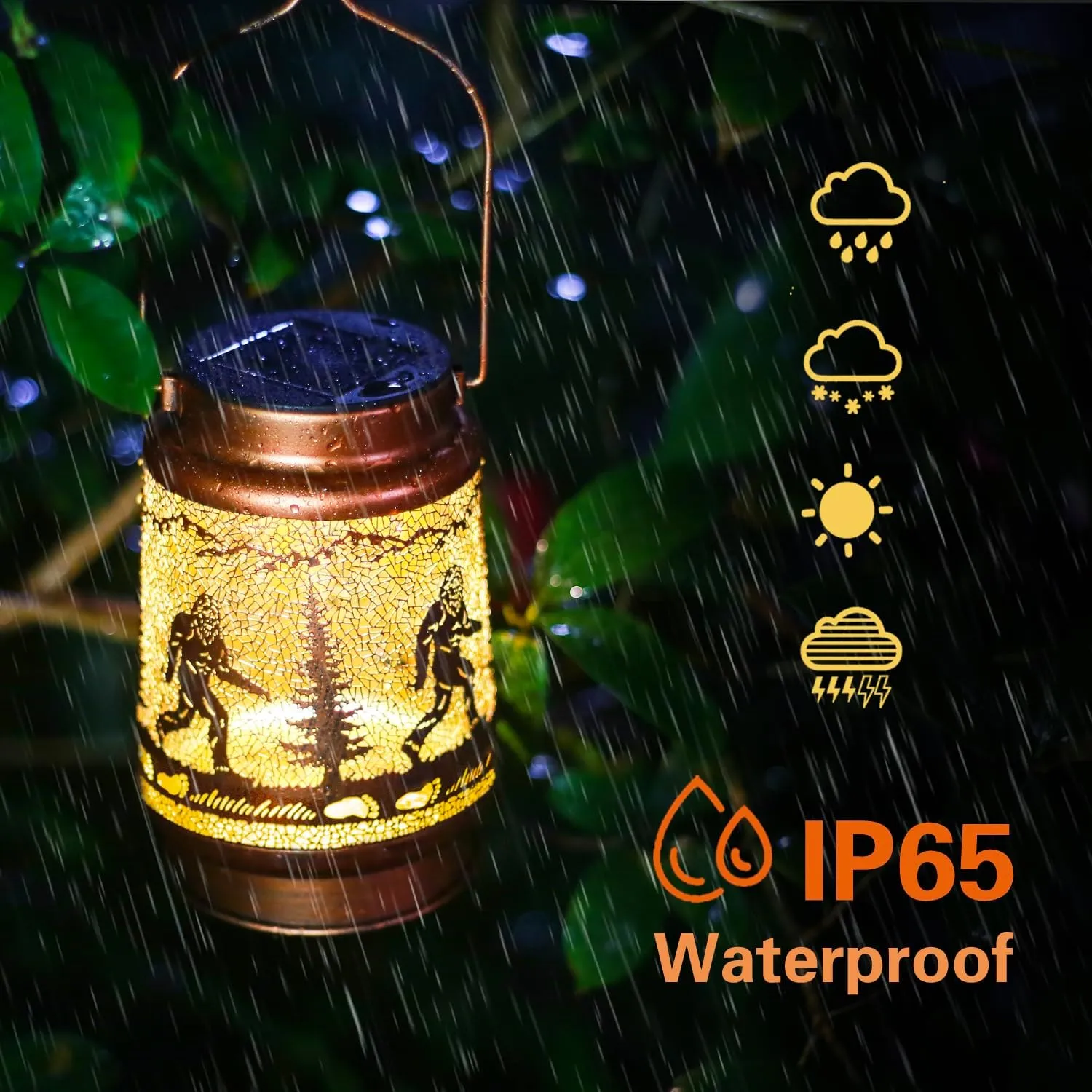 Fathers Day Gifts Bigfoot Solar Lanterns Outdoor Waterproof Hanging Solar Lights Big Foot Sasquatch Gifts for Men Women Metal Decorative LED Lanterns for Yard, Patio, Lawn, Pathway, Garden Decor