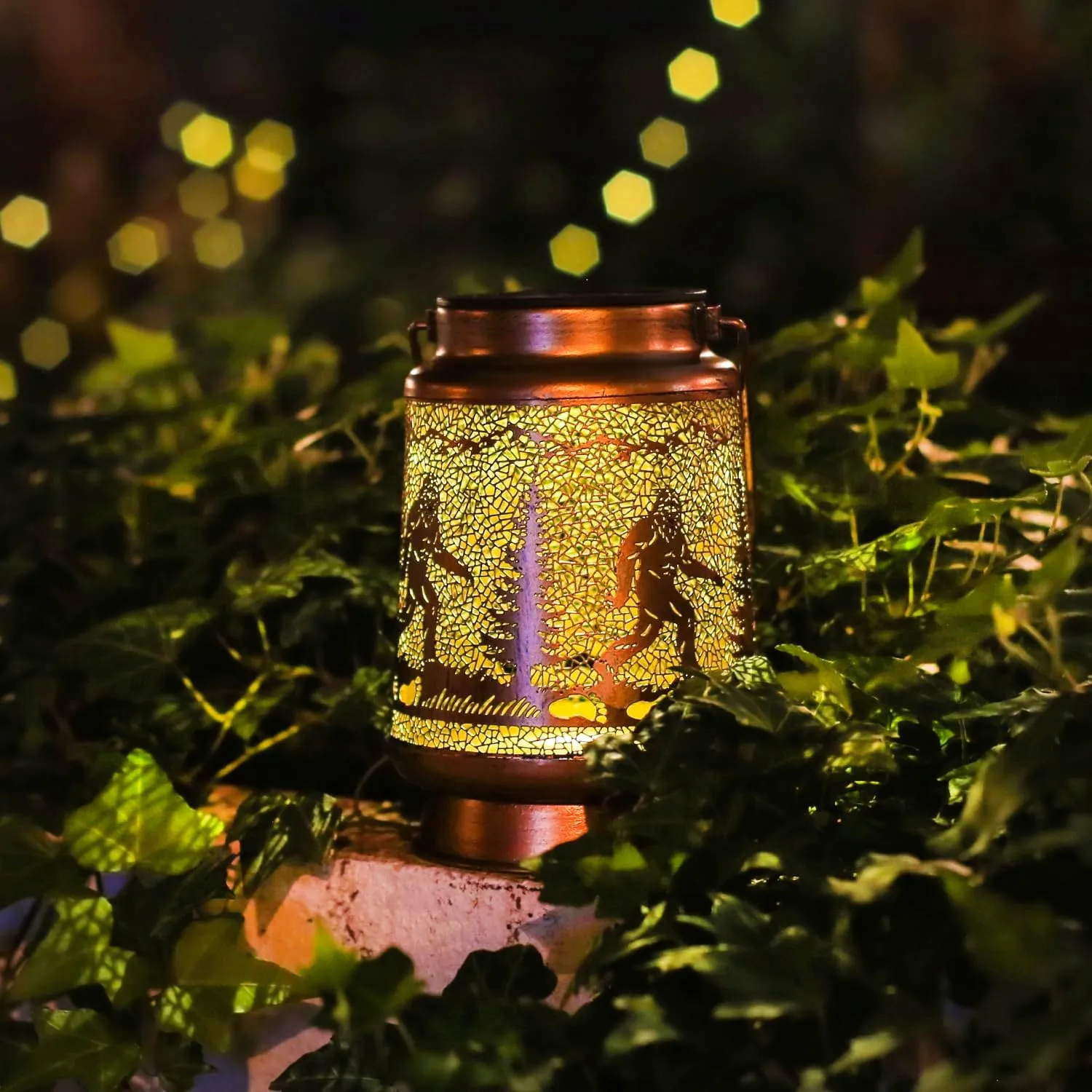 Fathers Day Gifts Bigfoot Solar Lanterns Outdoor Waterproof Hanging Solar Lights Big Foot Sasquatch Gifts for Men Women Metal Decorative LED Lanterns for Yard, Patio, Lawn, Pathway, Garden Decor