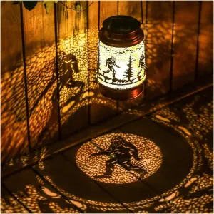 Fathers Day Gifts Bigfoot Solar Lanterns Outdoor Waterproof Hanging Solar Lights Big Foot Sasquatch Gifts for Men Women Metal Decorative LED Lanterns for Yard, Patio, Lawn, Pathway, Garden Decor
