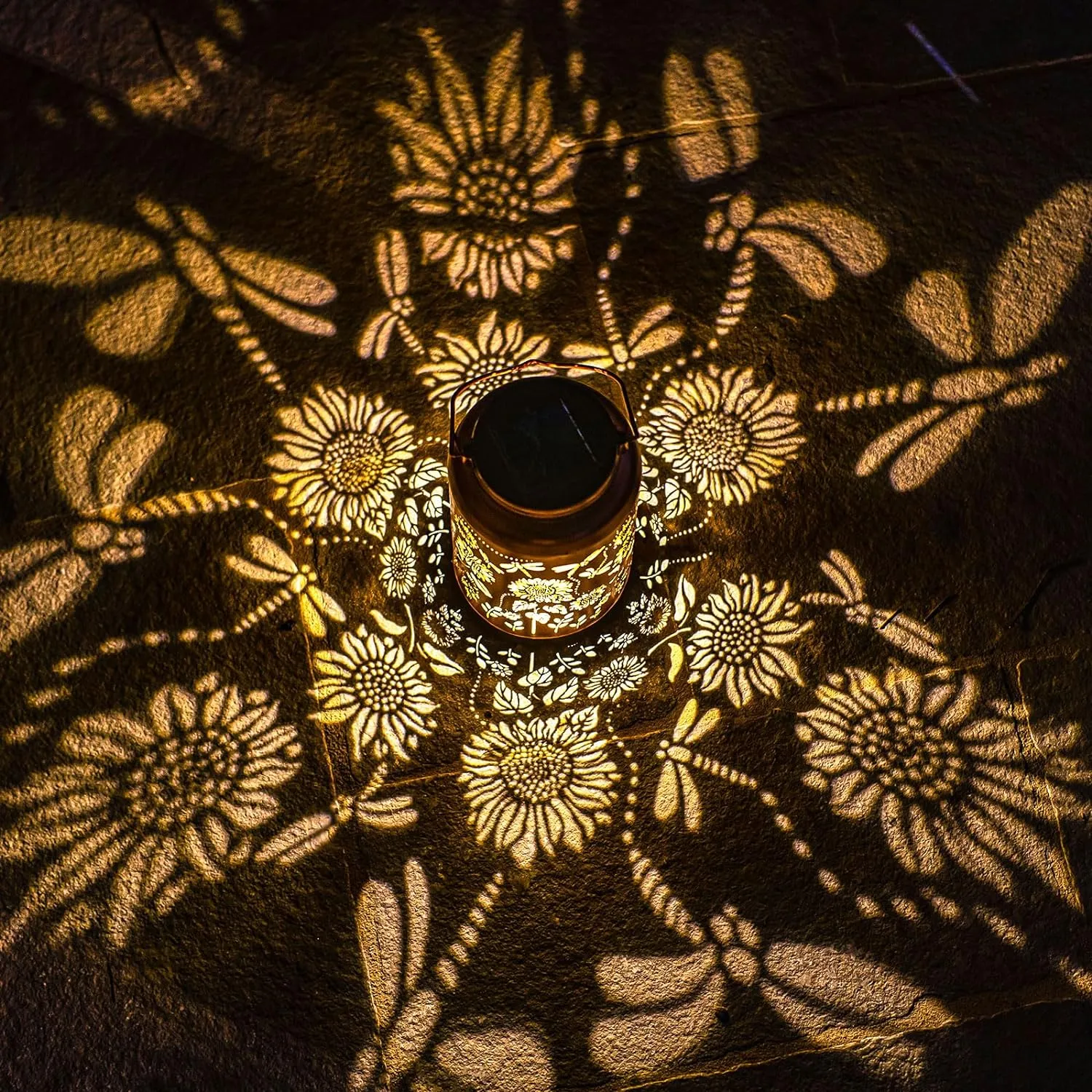 Fathers Day Gifts Solar Lanterns Outdoor Waterproof Dragonfly Hanging Solar Lights Birthday Gifts for Women Men Mom Sunflower Lantern Outdoor Garden Decor Metal Light Decorative Yard,Patio,Lawn,Porch