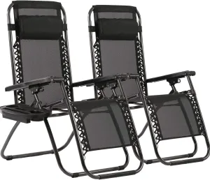FDW Zero Gravity Lawn Lounge Chairs Set of 2 with Pillow and Cup Holder - Adjustable Reclining Folding Outdoor Chairs for Deck, Beach, Yard