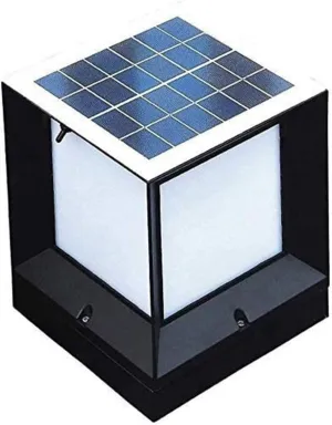 Fence Post Deck Lighting Outdoor Square Solar Post Lamp Solar Fence Deck Column Lantern with Remote Control Waterproof LED Solar Powered Pillar Light For Flat Surface Patio Landscape Yard Pathway Gard
