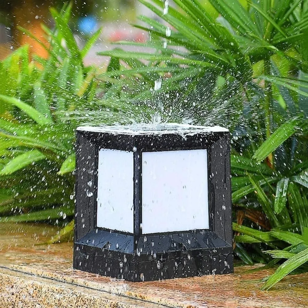 Fence Post Deck Lighting Outdoor Square Solar Post Lamp Solar Fence Deck Column Lantern with Remote Control Waterproof LED Solar Powered Pillar Light For Flat Surface Patio Landscape Yard Pathway Gard