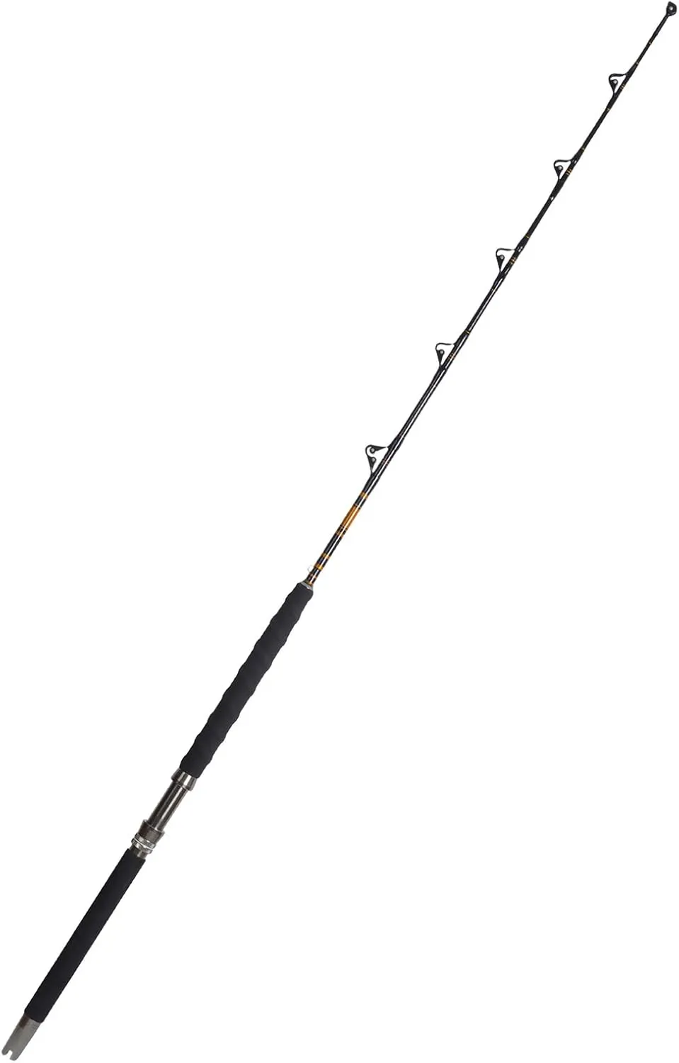 Fiblink 1-Piece/2-Piece Saltwater Offshore Heavy Trolling Rod Big Game Roller Rod Conventional Boat Fishing Pole with Roller Guides
