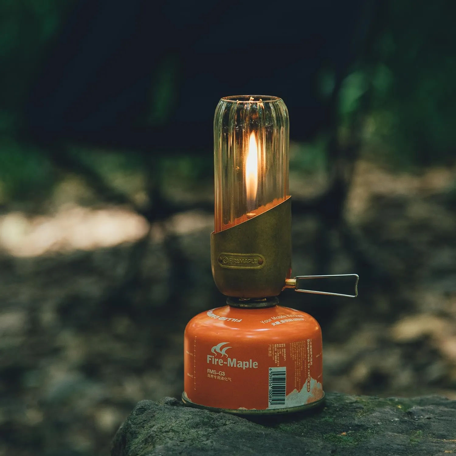 Fire-Maple Orange Camping Lantern Glass, Steel & Aluminum | Propane or Isobutane Fuel Canister Beautiful Lights | NO Mantles Needed | Propane Lanterns for Camping, Emergency Essential
