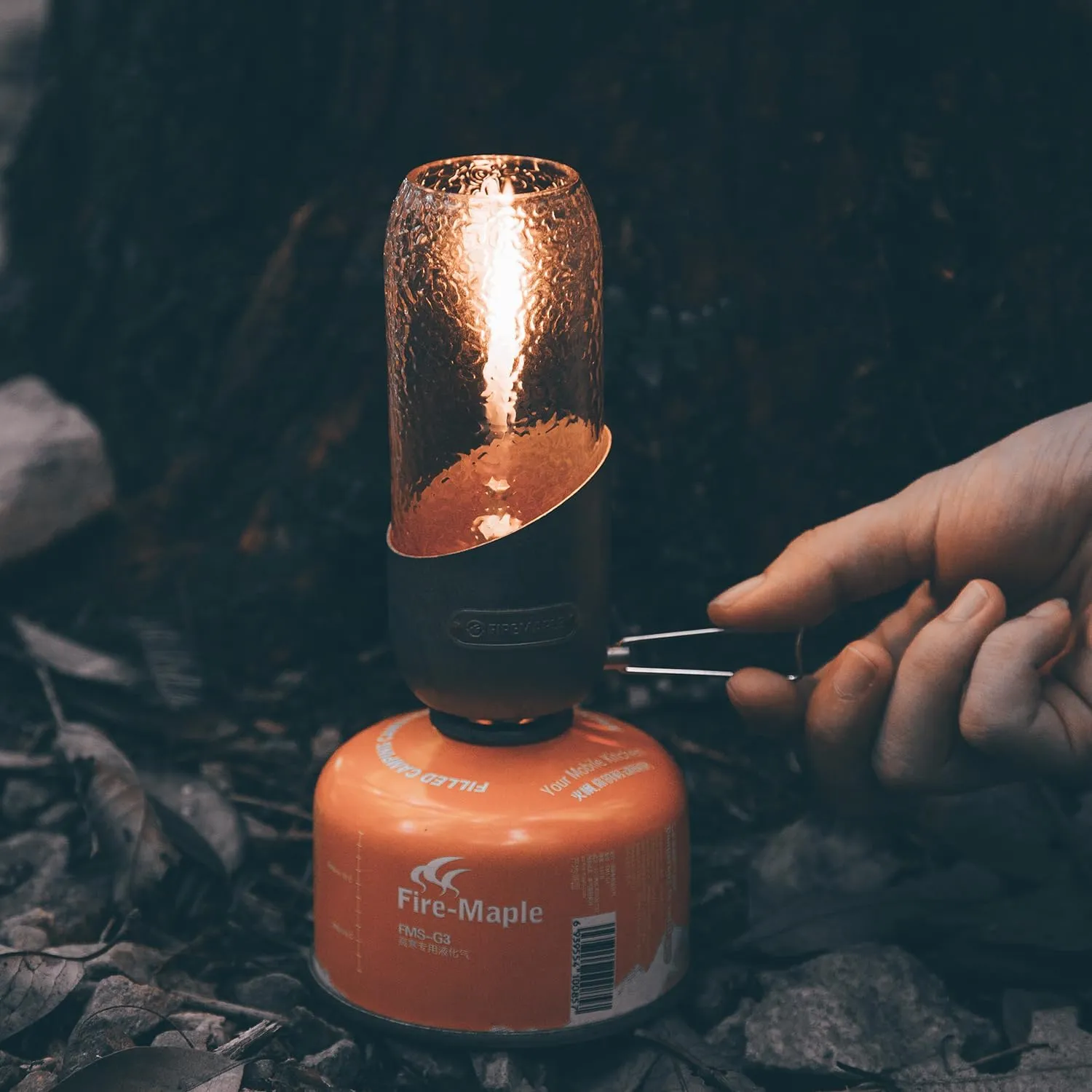 Fire-Maple Orange Camping Lantern Glass, Steel & Aluminum | Propane or Isobutane Fuel Canister Beautiful Lights | NO Mantles Needed | Propane Lanterns for Camping, Emergency Essential