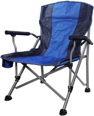 Fishing Chair Collapsible Breathable Mesh Aluminum Support Frame High Back Folding Camp Chair with Cup Holder (Blue)