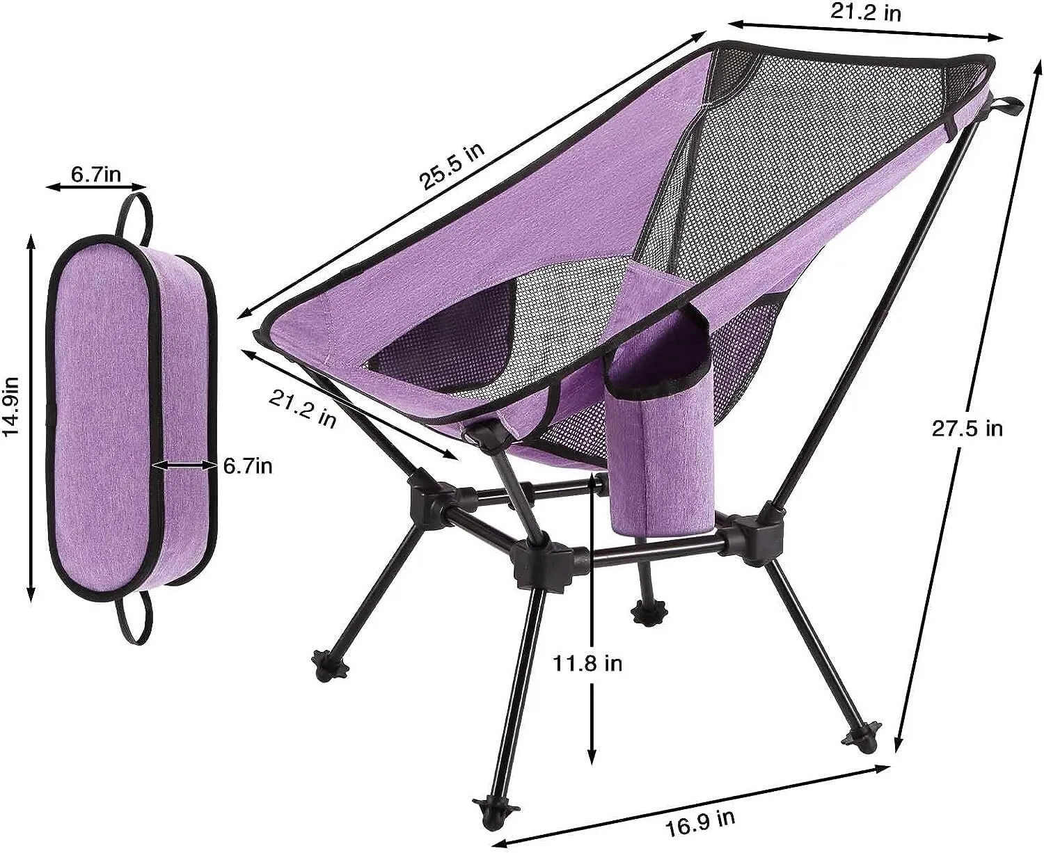 Fishing Chairs, Camping Chair Outdoor Ultralight Compact Portable Folding Backpacking Chairs Cationic Fabric for Beach Outdoor Picnic Travel Fishing Hiking(Purple)