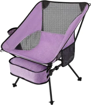 Fishing Chairs, Camping Chair Outdoor Ultralight Compact Portable Folding Backpacking Chairs Cationic Fabric for Beach Outdoor Picnic Travel Fishing Hiking(Purple)