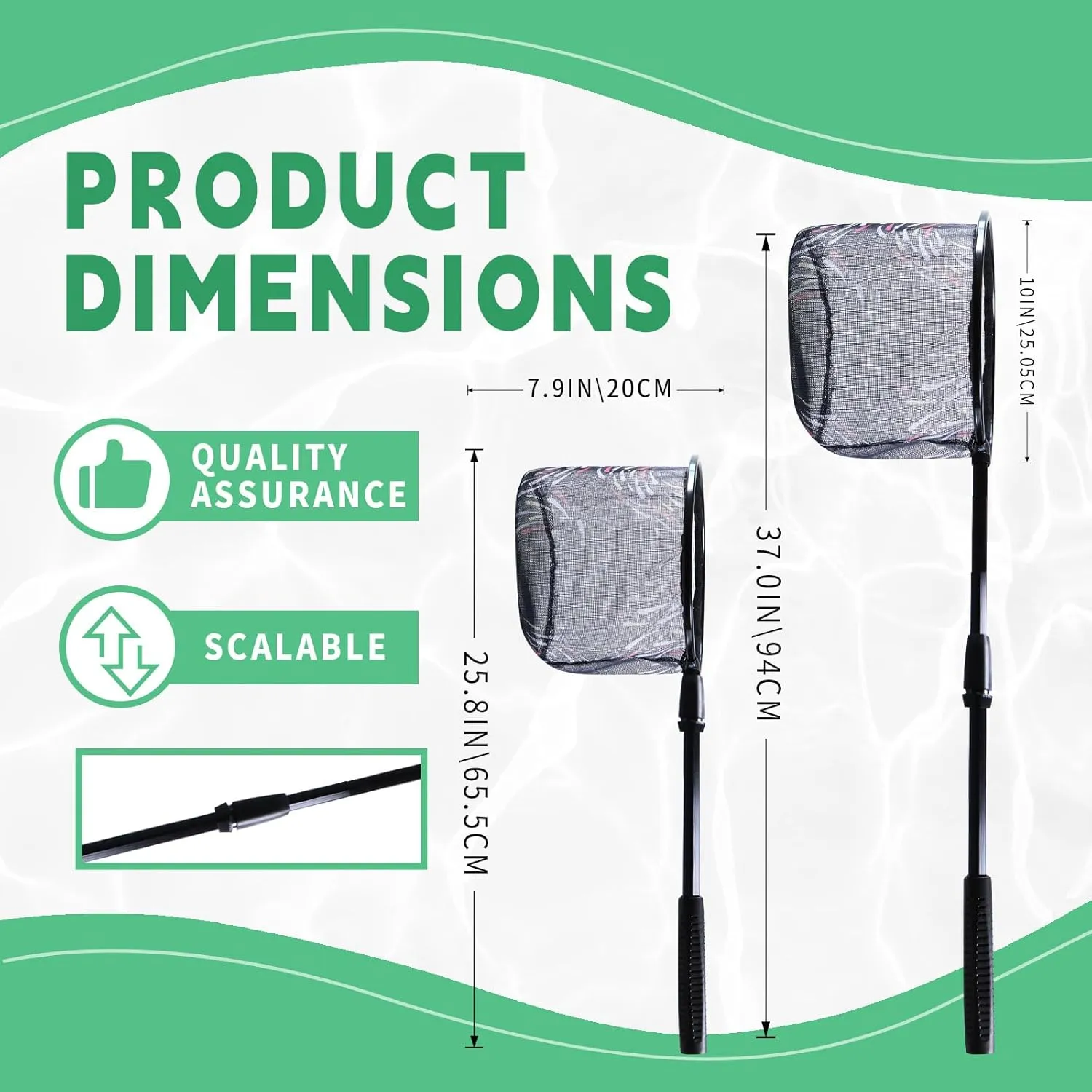 Fishing Net 2 Pack Retractable Lightweight Landing Net with Aluminum Rod Handle Kids Fishing Nets for Youth Catch and Release Butterfly Nets