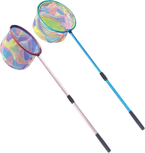 Fishing Net 2 Pack Retractable Lightweight Landing Net with Aluminum Rod Handle Kids Fishing Nets for Youth Catch and Release Butterfly Nets