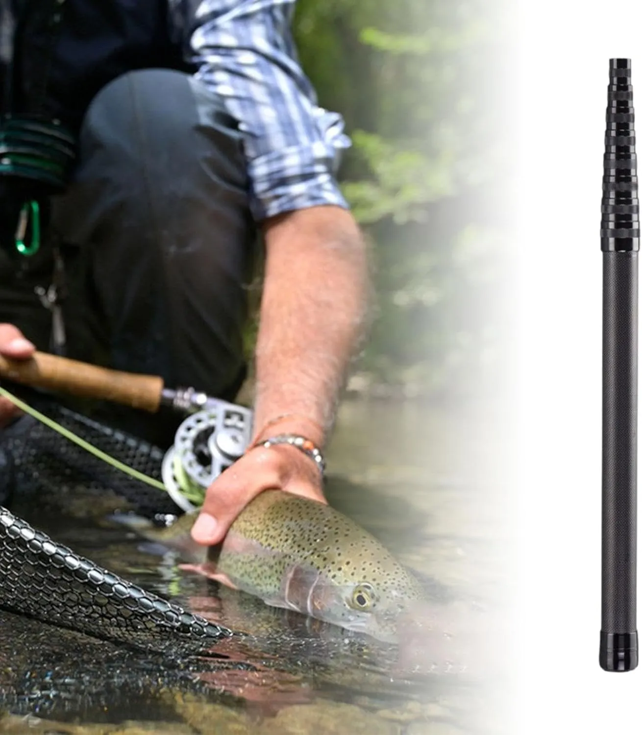 Fishing Net Pole Telescopic Rod Supplies Multiple Section Lightweight Accessories Long Handle for Lake Gifts River Saltwater
