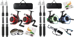 Fishing Pole Combo, 6.9ft Telescopic Rods Set, Collapsible Carbon Fiber Fishing Rods, Spinning Reel Set with Carrier Bag Freshwater Fishing Rod and Reel Combos Kits