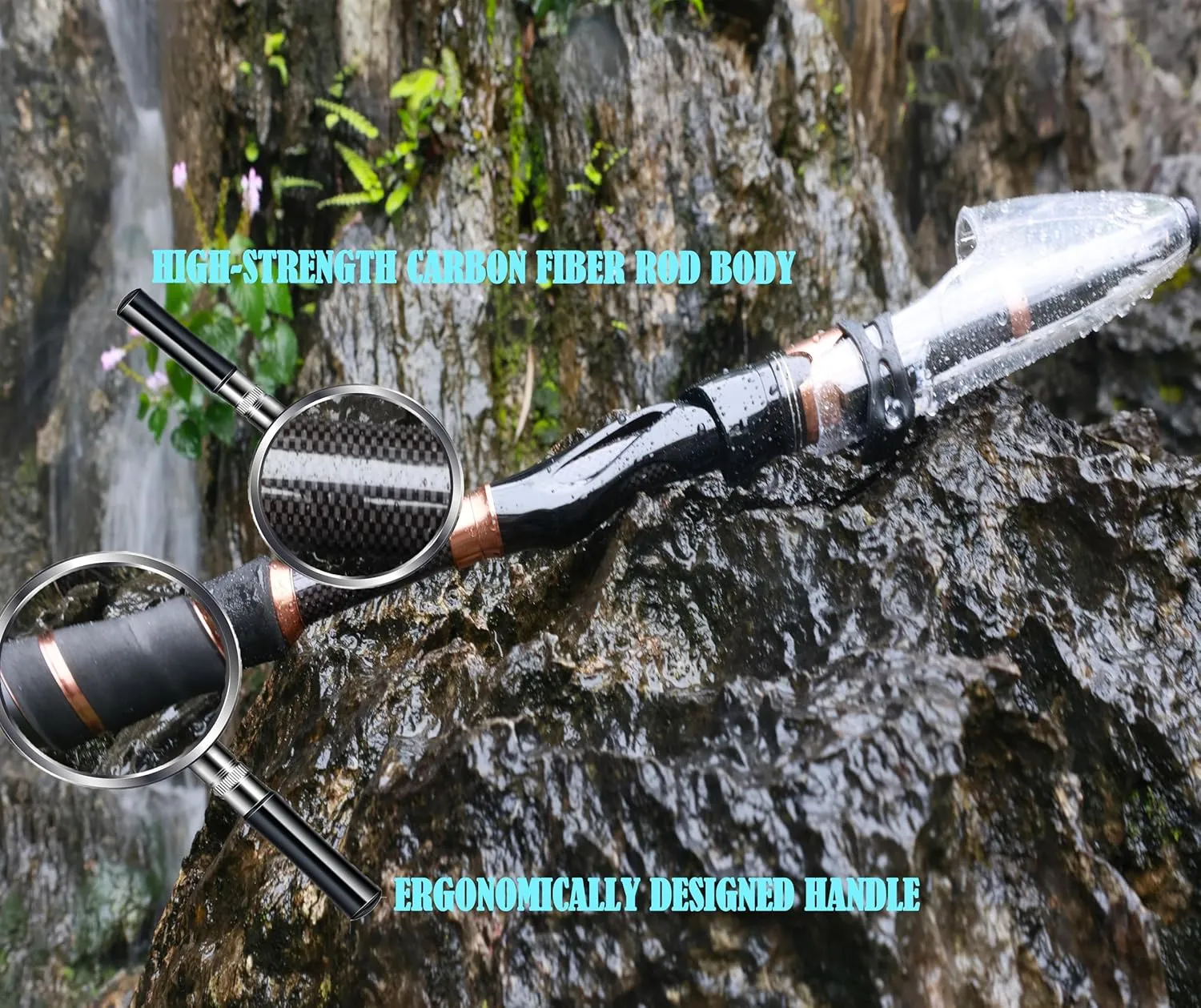 Fishing Pole Fishing Rod and Reel Combos with Spinning Rod-Carbon Fiber Baitcasting Combo 5.5:1 Gear Ratio Spinning Rods for Bass/Catfish Saltwater/Freshwater