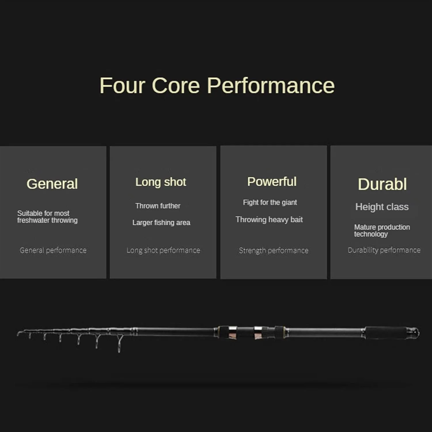 Fishing poles High Carbon Telescopic Fishing Rod Portable Carp Spinning Rods Super Hard Sea Rod Fishing Gear Long Shot Distance Throwing Pole Pen fishing rod ( Color : Rod , Length : 3.0 m )