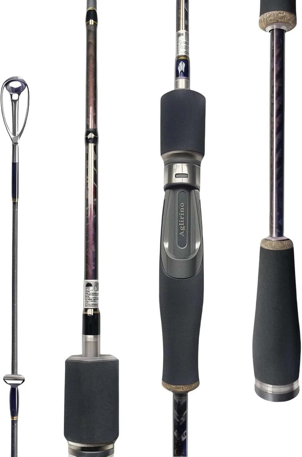 Fishing Rod, Aglirino Spinning Rod, High Modulus 24T 30T x45 Cross-Weave Carbon Fiber, LTS Ring Guides Ultralight Fishing Pole, Ideal for Trout, Bass and Panfish Fishing in Saltwater and Freshwater