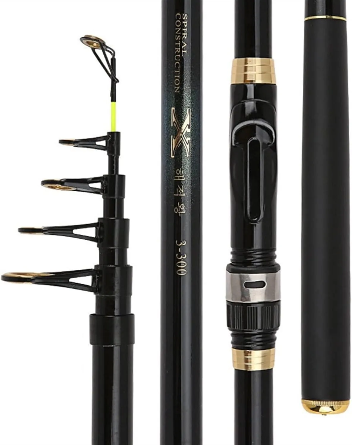 Fishing Rod Fishing Poles Telescopic Fishing Rod 2.1M -3.6M Spinning Carp Fishing Rod Feeder Hard Carbon Carbon Fiber Telescopic Fishing Rod Fishing Pole Kit(Black,2.1 m)