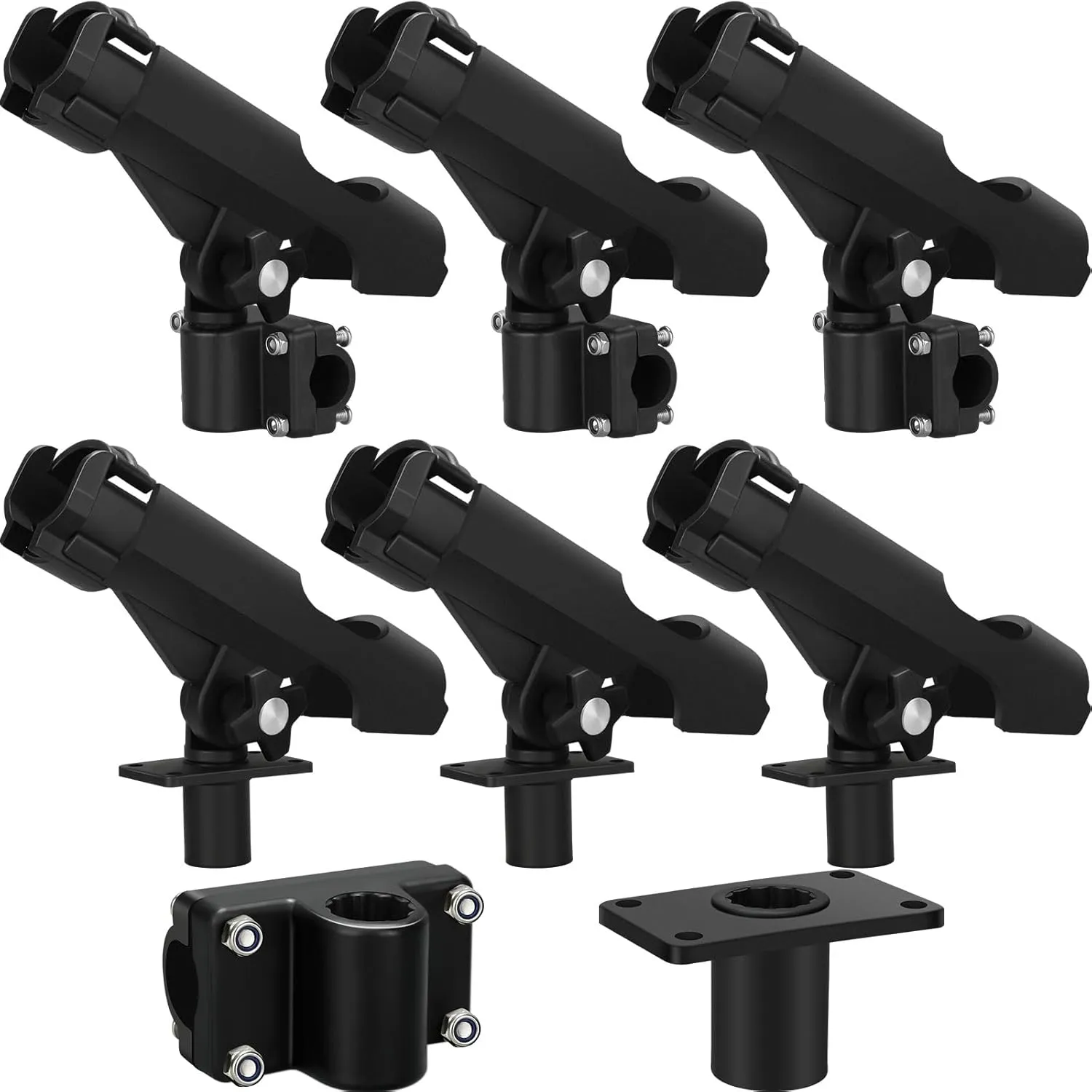 Fishing Rod Holder for Boat Adjustable Rod Racks with Side Mount Bulk Swivel Pole Holders for Boats with Combo Mount, Fishing Accessories, Black