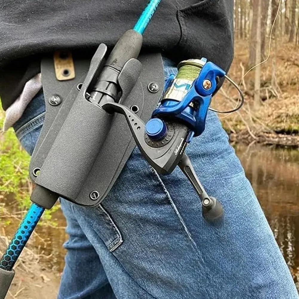 Fishing Rod Holster Fishing Rod Holder Hands-Free Slide-in Hip Holster Quick Draw Waist Belt Insert Durable Adjustable Portable Fish Pole Holster with Stash Pocket