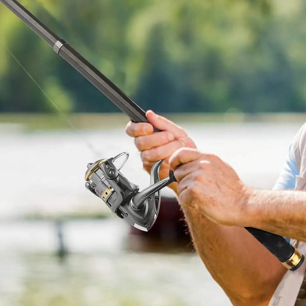 Fishing Rod Reel Combo Full Kit Telescopic Spinning Pole Set with Reel Line Lures Hooks Carrier Bag Saltwater Freshwater Fishing Gear Tool for Kids Adults Professional