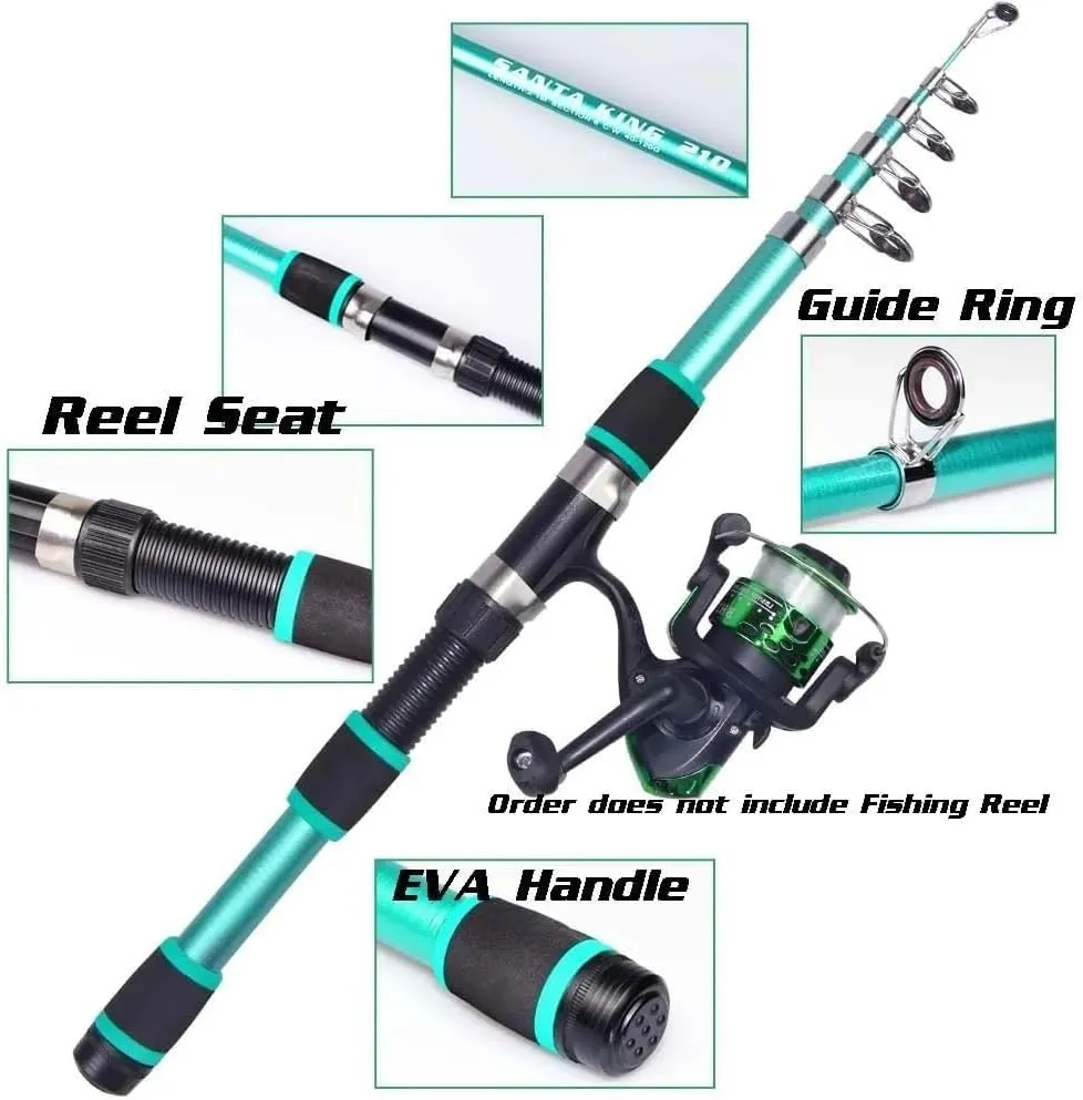 Fishing Rod, Telescopic Fishing Rod & Reel Combo Kit with Baits Hooks Travel Pole Fishing Gear