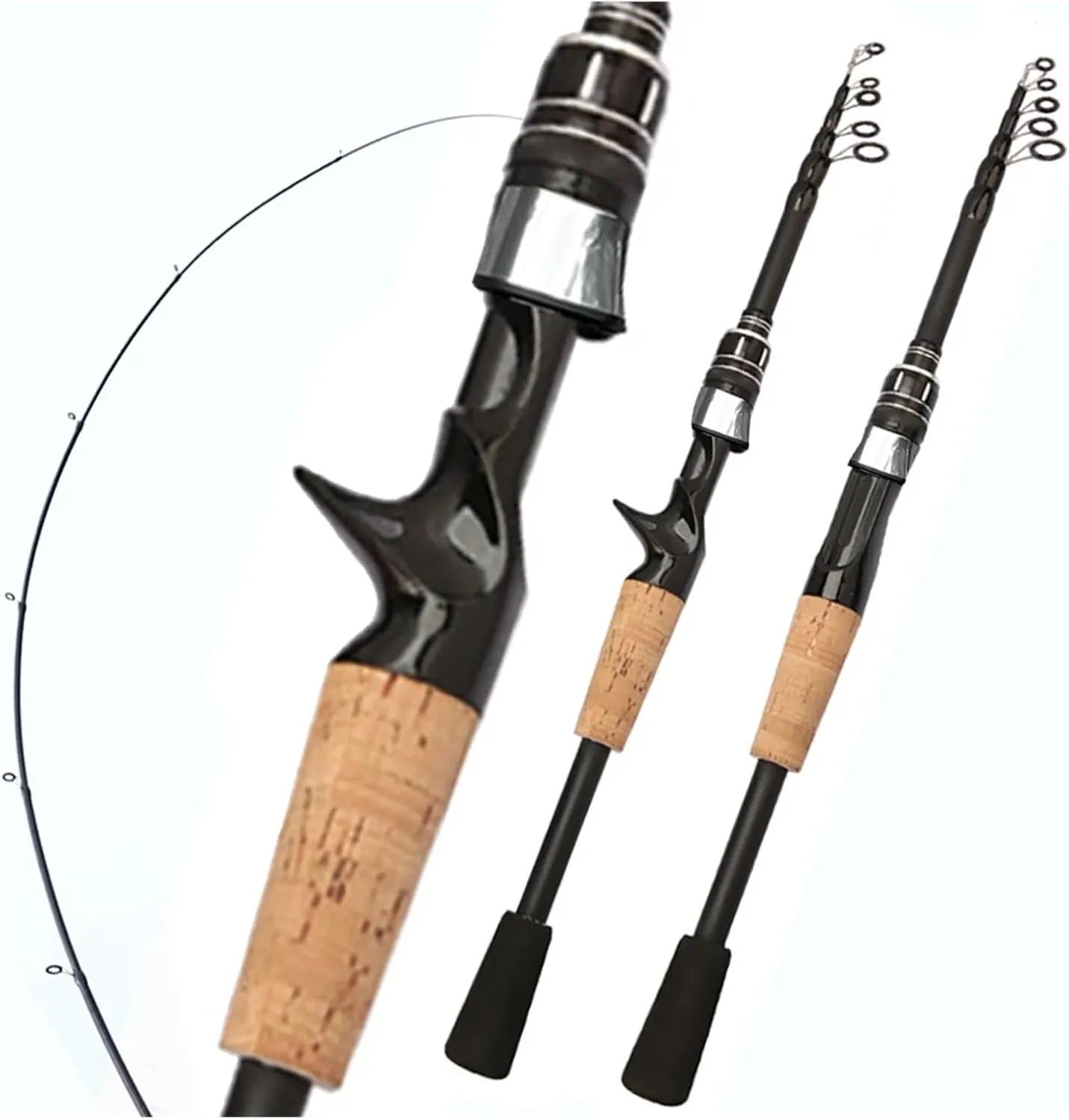 Fishing Rod Telescopic Lure Rod Carbon Spinning Rod Baitcasting Fishing Pole 8g-25g Wooden Handle(2.4 m,Spinning Rod)