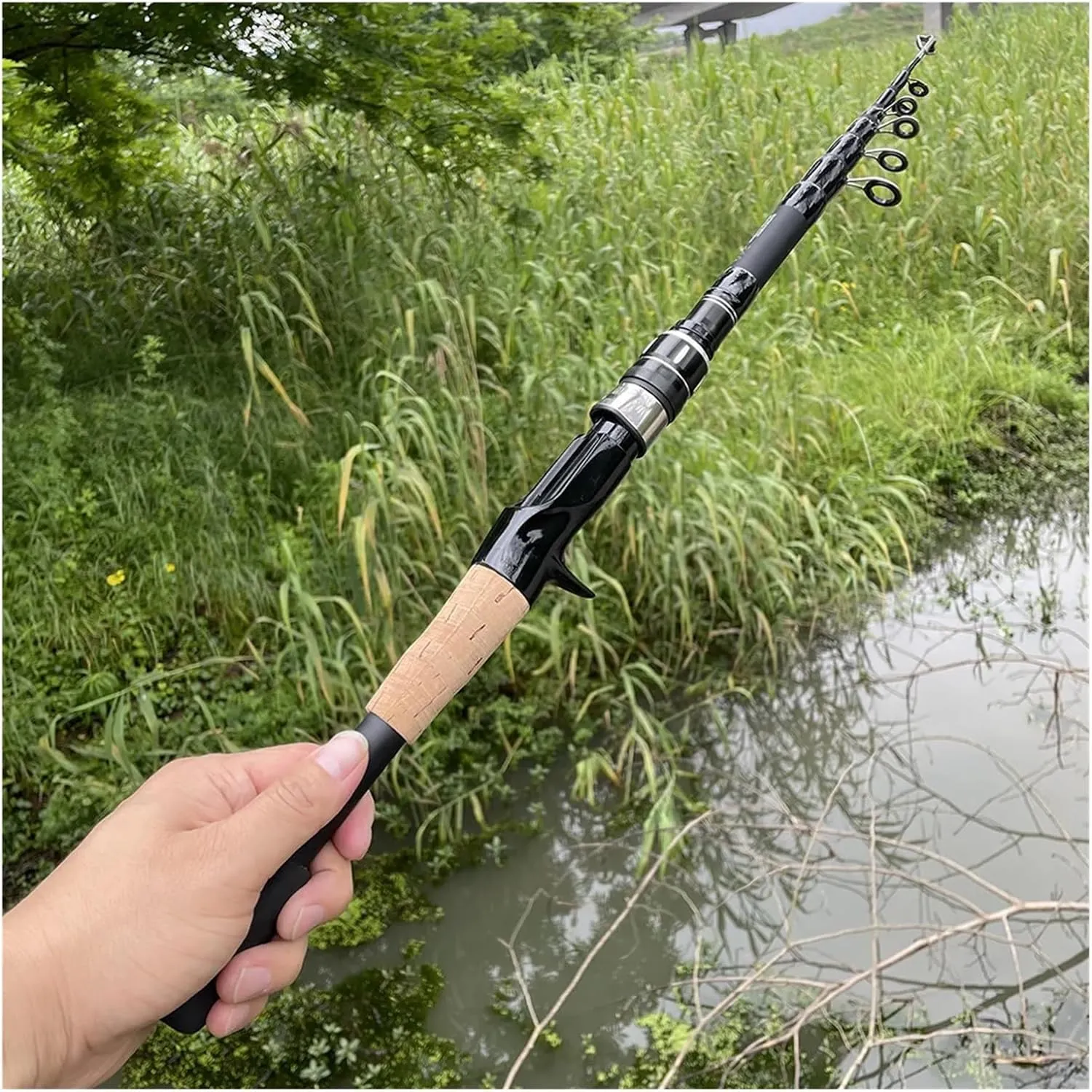 Fishing Rod Telescopic Lure Rod Carbon Spinning Rod Baitcasting Fishing Pole 8g-25g Wooden Handle(2.4 m,Spinning Rod)