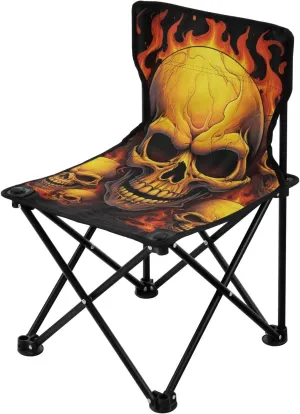 Flame Skeleton Portable Outdoor Folding Chair Anti-Slip Padded Oxford Cloth Stool Camping Chair Small for Beach Hiking Fishing Gardening Quad Camp Chair