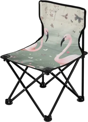 Flamingo Portable Outdoor Folding Chair Anti-Slip Padded Oxford Cloth Stool Camping Chair Small for Beach Hiking Fishing Gardening Quad Camp Chair