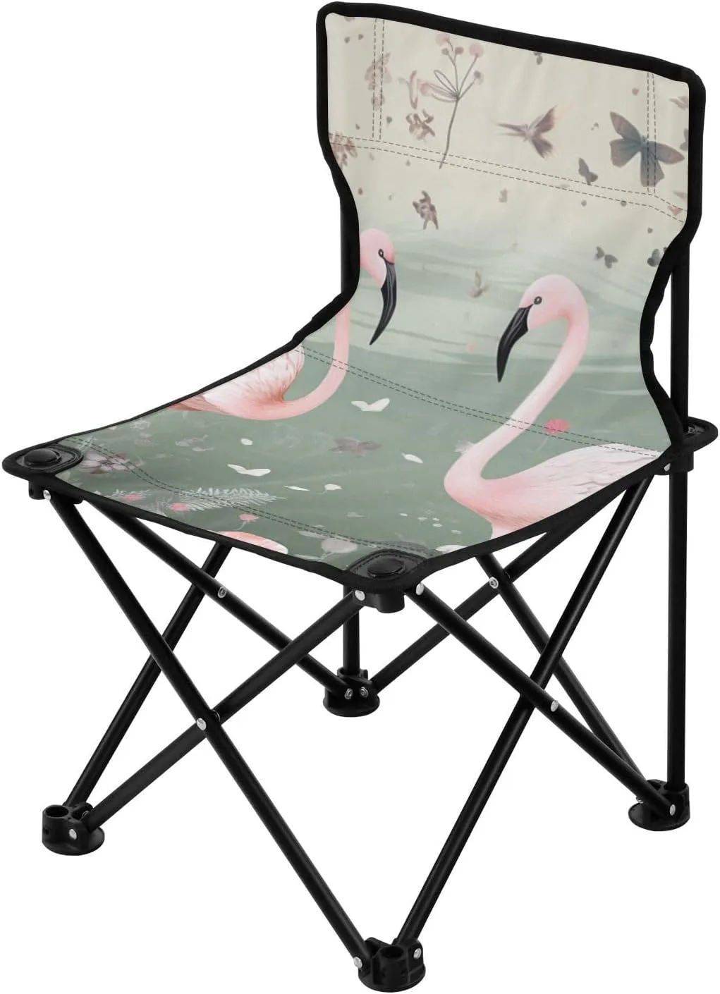 Flamingo Portable Outdoor Folding Chair Anti-Slip Padded Oxford Cloth Stool Camping Chair Small for Beach Hiking Fishing Gardening Quad Camp Chair