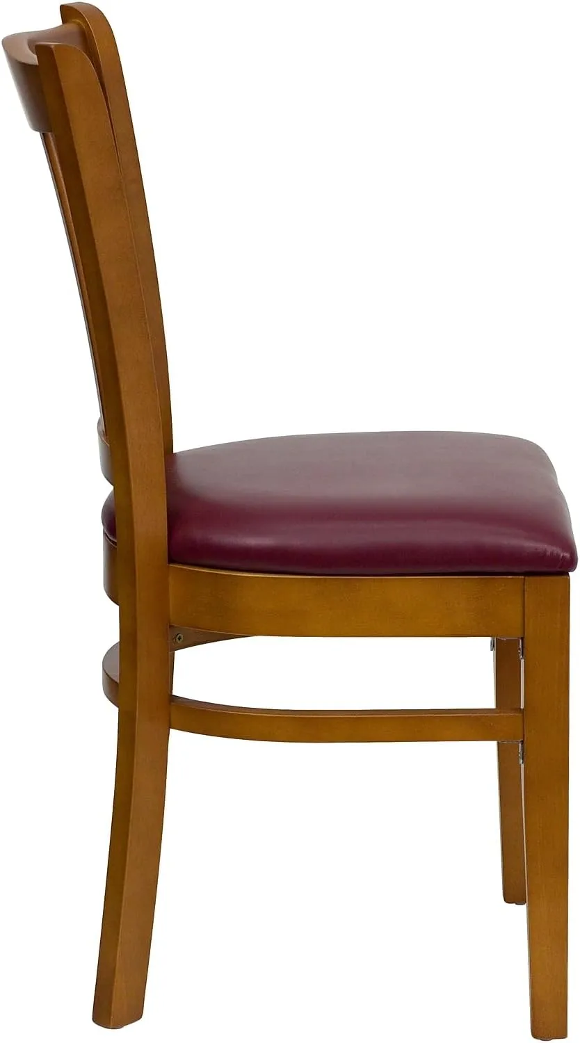 Flash Furniture 2 Pk. HERCULES Series Vertical Slat Back Cherry Wood Restaurant Chair - Burgundy Vinyl Seat