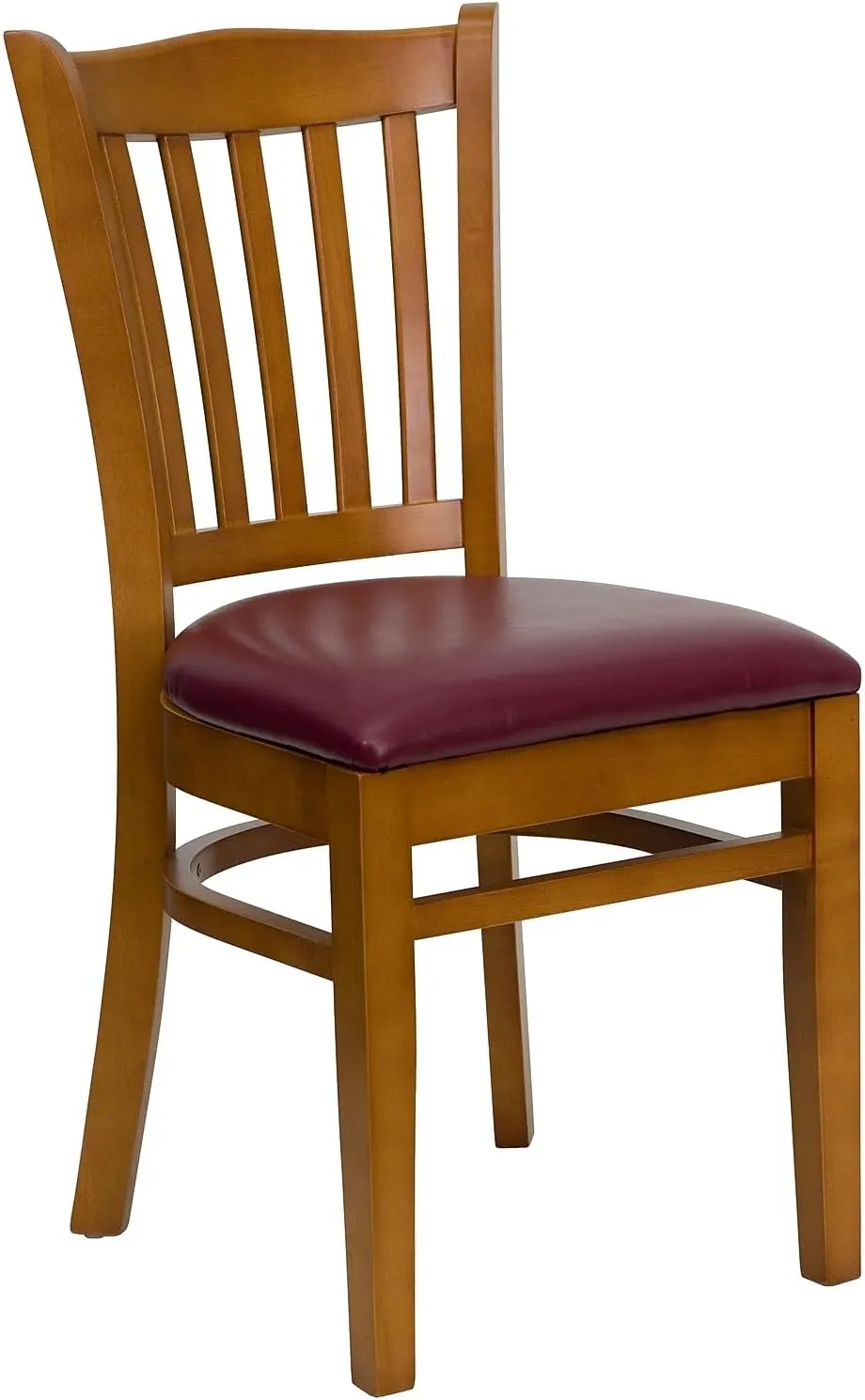 Flash Furniture 2 Pk. HERCULES Series Vertical Slat Back Cherry Wood Restaurant Chair - Burgundy Vinyl Seat