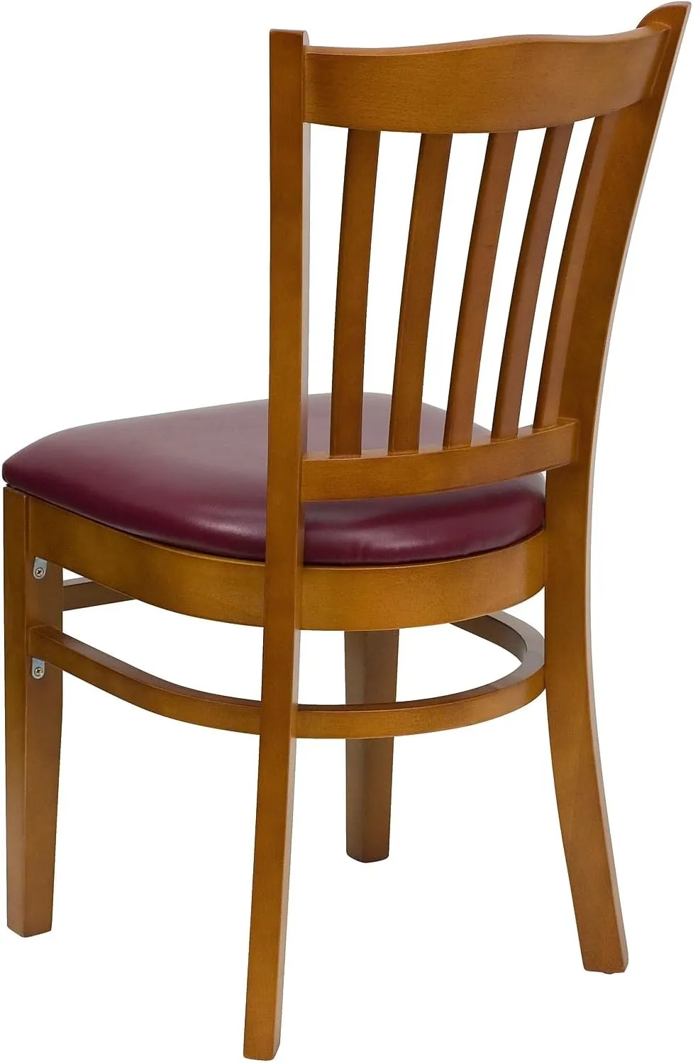 Flash Furniture 2 Pk. HERCULES Series Vertical Slat Back Cherry Wood Restaurant Chair - Burgundy Vinyl Seat