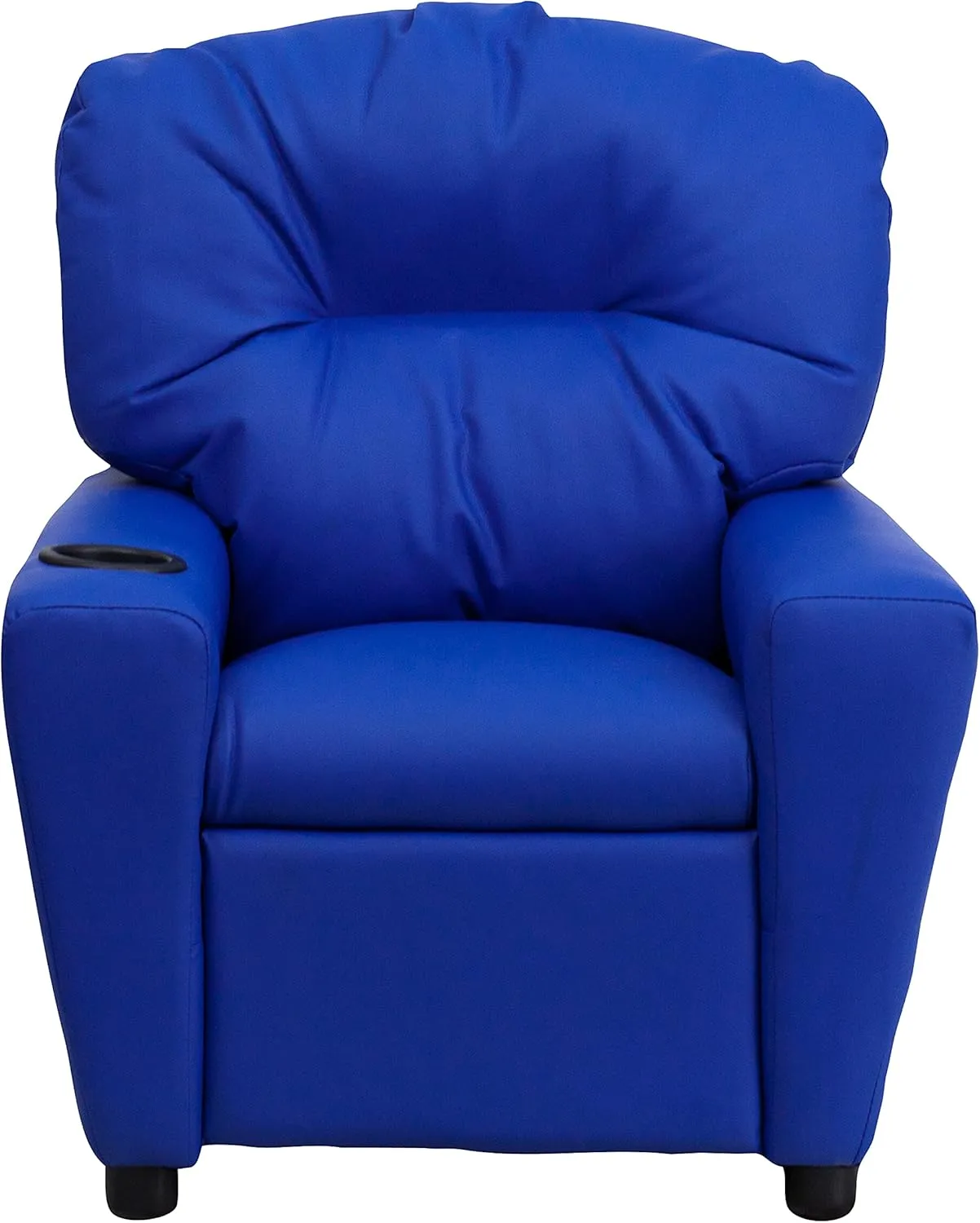 Flash Furniture Chandler Vinyl Kids Recliner with Cup Holder and Safety Recline, Contemporary Reclining Chair for Kids, Supports up to 90 lbs., Blue