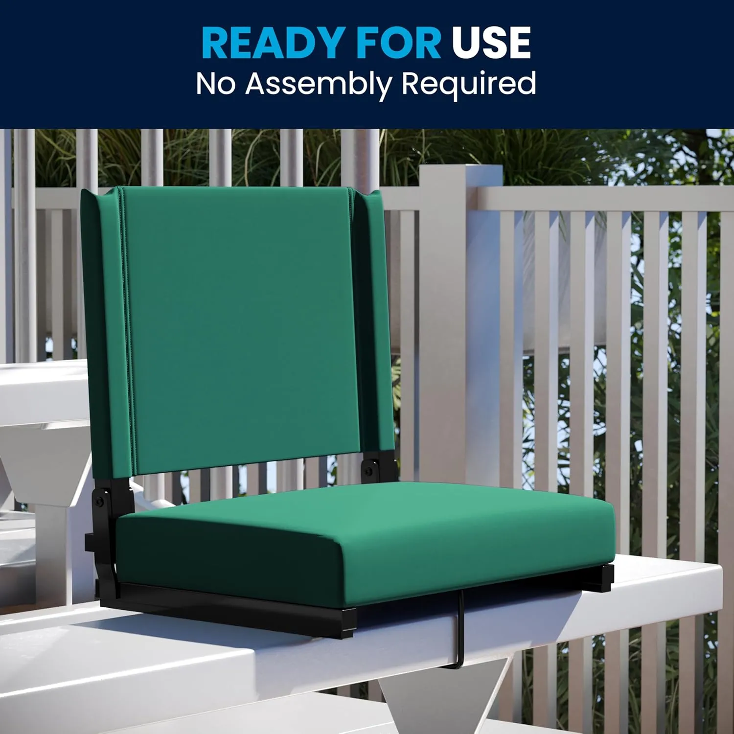 Flash Furniture Grandstand Portable Stadium Seat for Bleachers or Benches, Folding Padded Stadium Chair with Carrying Handle, 500 lb. Weight Capacity, Hunter Green