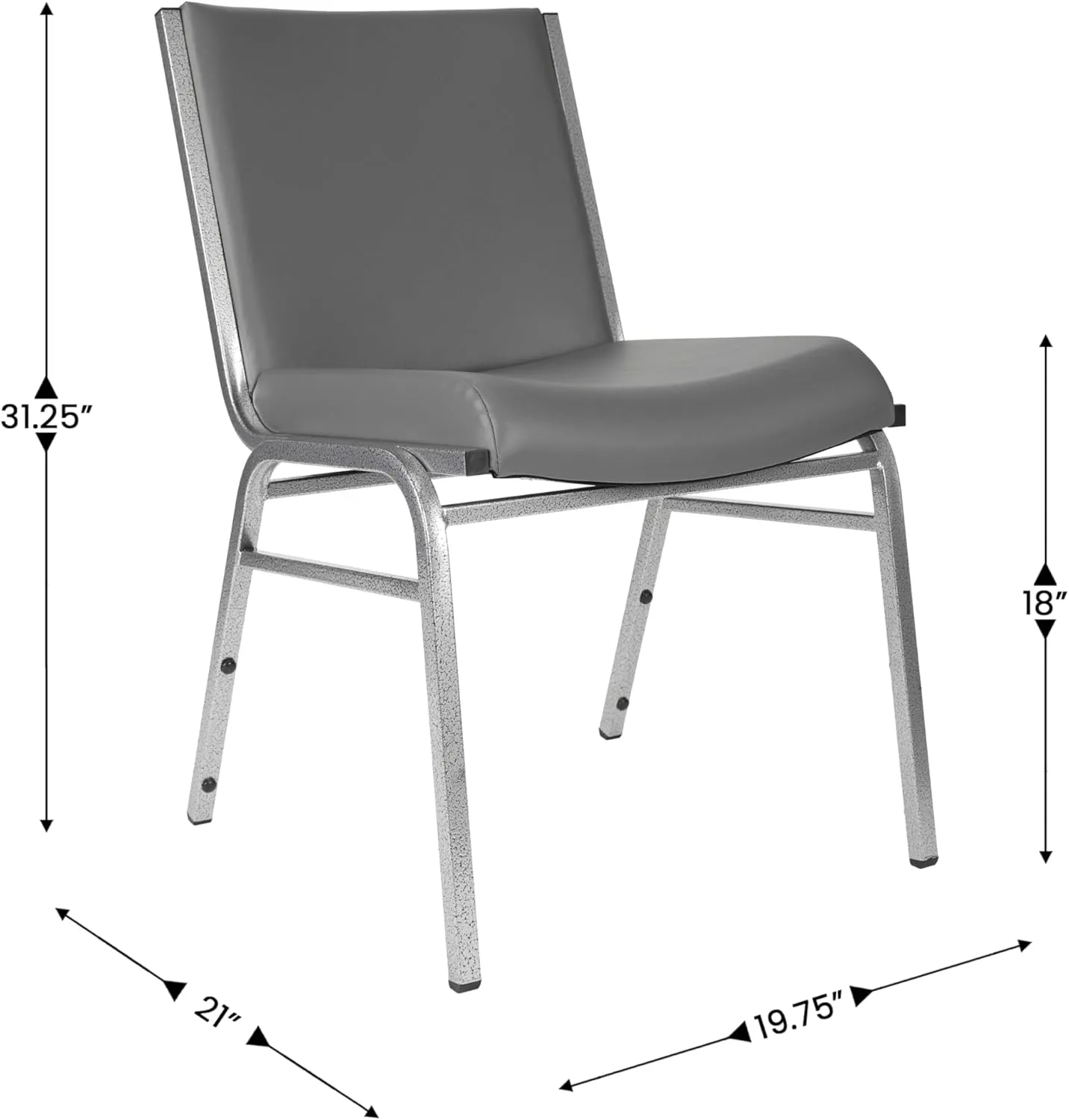 Flash Furniture Hercules Heavy-Duty Vinyl Lobby Chair with Ganging Bracket and Cushioned Seat, Stacking Chair for Waiting Rooms/Offices, Gray