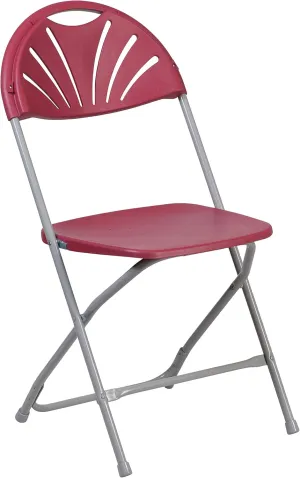 Flash Furniture HERCULES Series 650 lb. Capacity Burgundy Plastic Fan Back Folding Chair