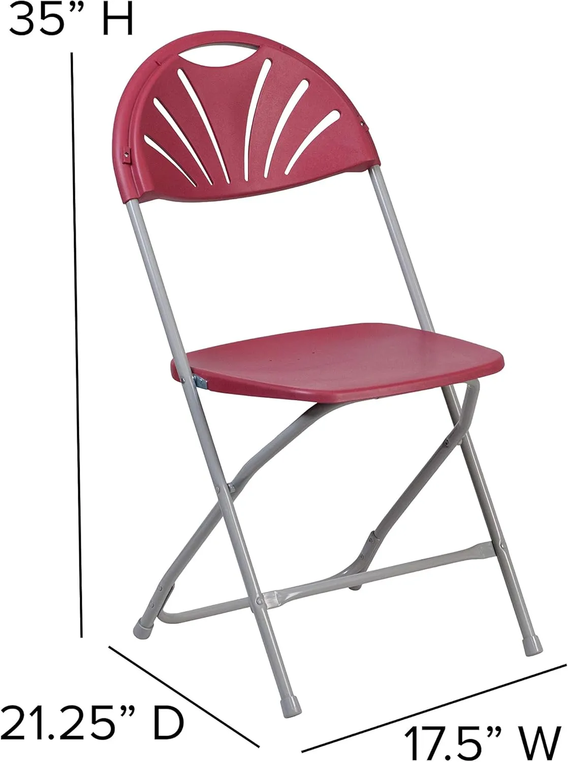 Flash Furniture HERCULES Series 650 lb. Capacity Burgundy Plastic Fan Back Folding Chair