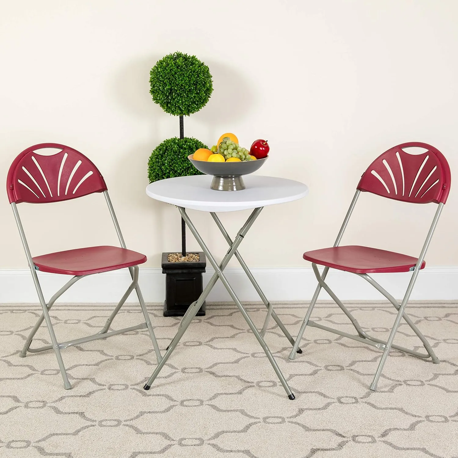 Flash Furniture HERCULES Series 650 lb. Capacity Burgundy Plastic Fan Back Folding Chair
